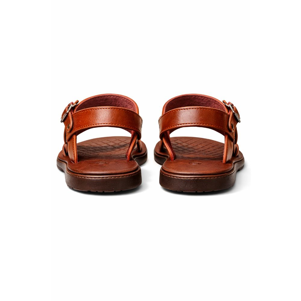 Mens Brown Multi Strap Leather Sandal with Ankle Buckle